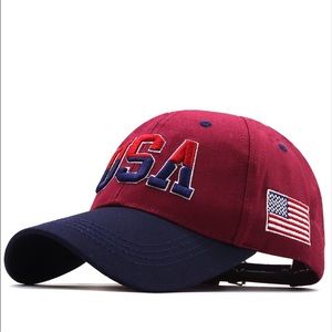 🇺🇸USA Red White & Blue Embroidered Letters & American Flag Hat!